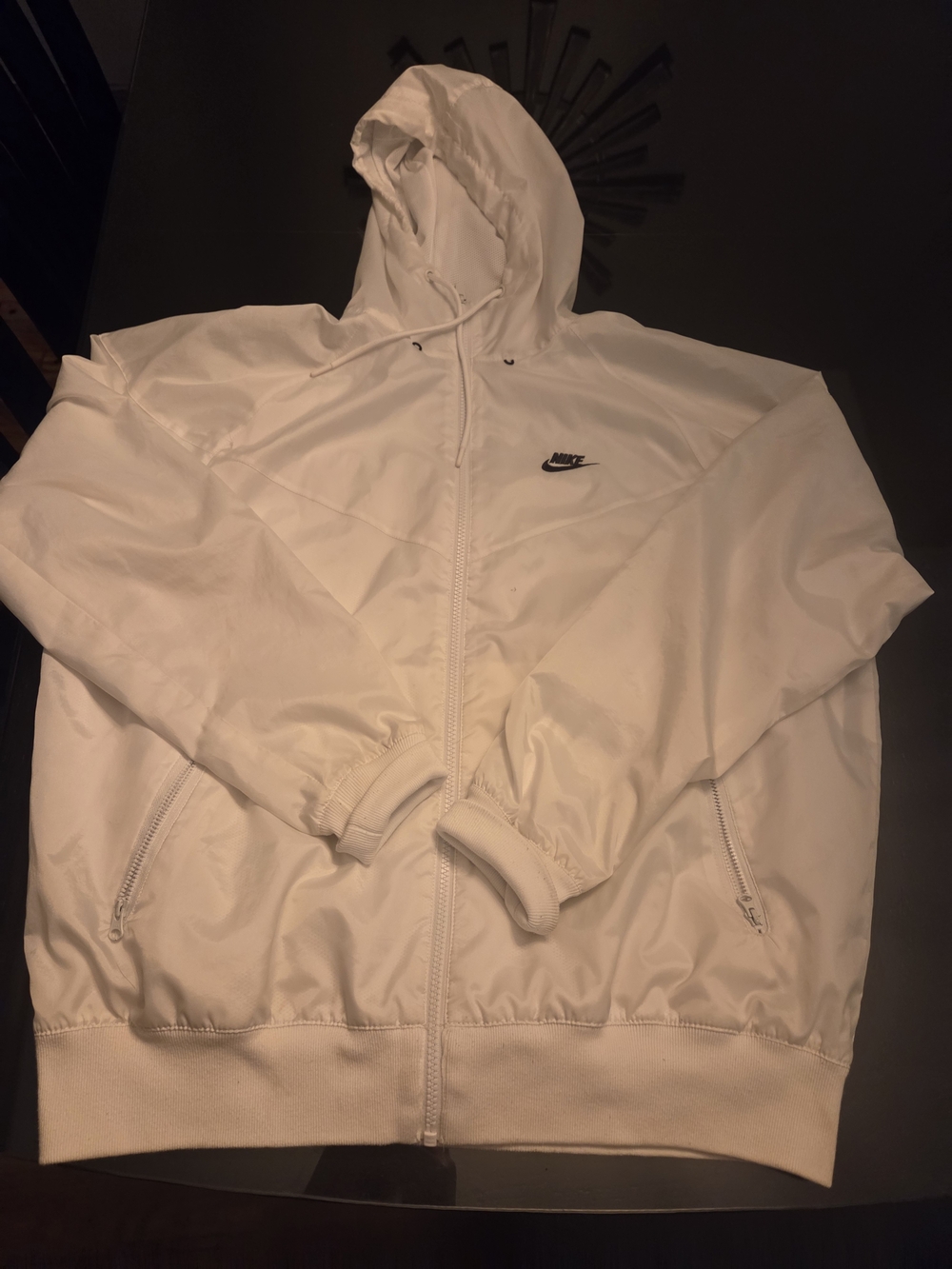 Nike White Hooded Performance Jacket! Medium/Full Zip.